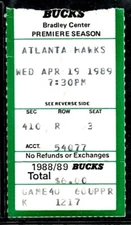 1989 DOC RIVERS TRIPLE DOUBLE 20pt/12rb/10as/3st BASKETBALL TICKET BUCKS HAWKS