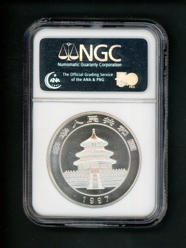 China PRC People's Republic 1 oz 1997 Silver 10Y Yuan Panda Large Date NGC MS 69 - Picture 2 of 4