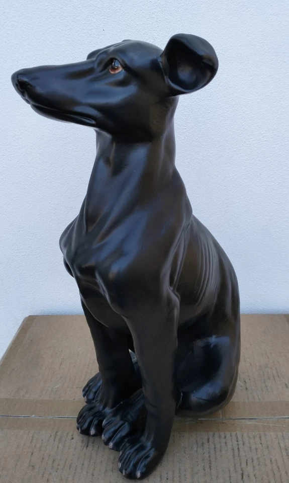 41cm Sitting Dog Glossy Black Statue Sculpture Ornament Home Garden Decor - image 3 of 4