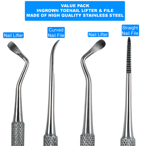 STAINLESS STEEL INGROWN TOENAIL LIFTER NAIL FILE PEDICURE PODIATRIST TOOLS 3 PC - Picture 7 of 8