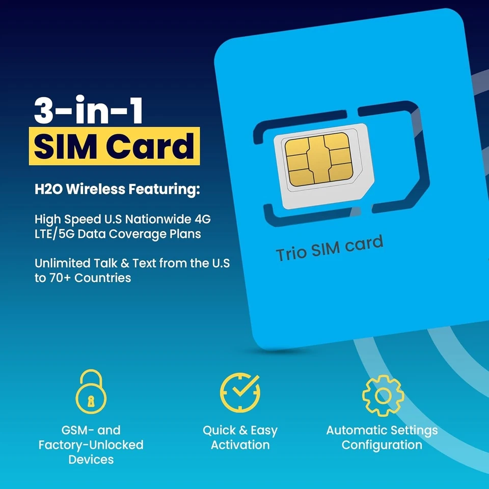H2O Wireless SIM Plan U.S.A. Unlimited Talk Text & Data 60GB 4G/5G +20GB Hotspot - Image 2 of 4