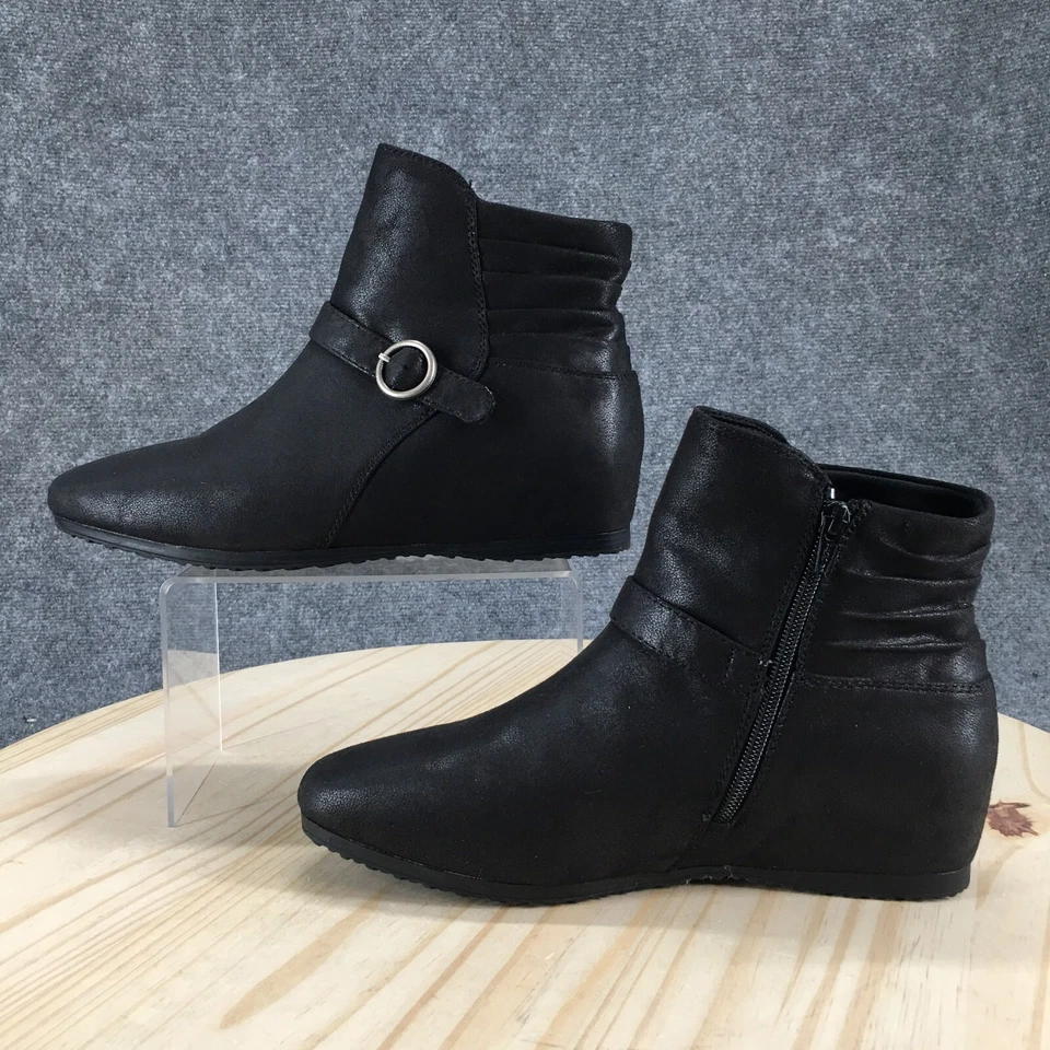 Baretraps 靴子女式 9.5 W Seema 踝靴黑色楔形侧拉链扣 — 第 2/4 张图片