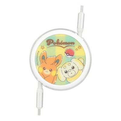Pokemon Pawmi & Fidough PD60W Compatible USB2.0 Reel-type Type-C Cable Japan NEW