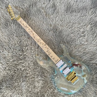 Electric Guitar Transparent Acrylic Maple Fretboard Gold Hardware Folyed Rose
