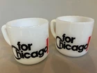 Two vintage Federal Glass milk glass "for Chicago" Mayor Daley Mugs