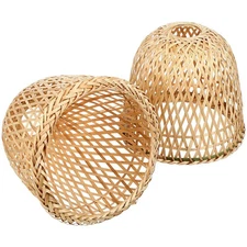 Rattan Lamp Shade 2 Pcs Wicker Lamp Shade Bamboo Woven Chandelier Lampshade R...
