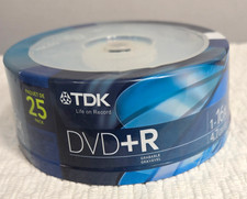 New TDK DVD R 25pk RW 16x 4.7 GB Discs Brand New Sealed
