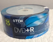 New TDK DVD+R 25pk RW 16x 4.7 GB Discs Brand New Sealed