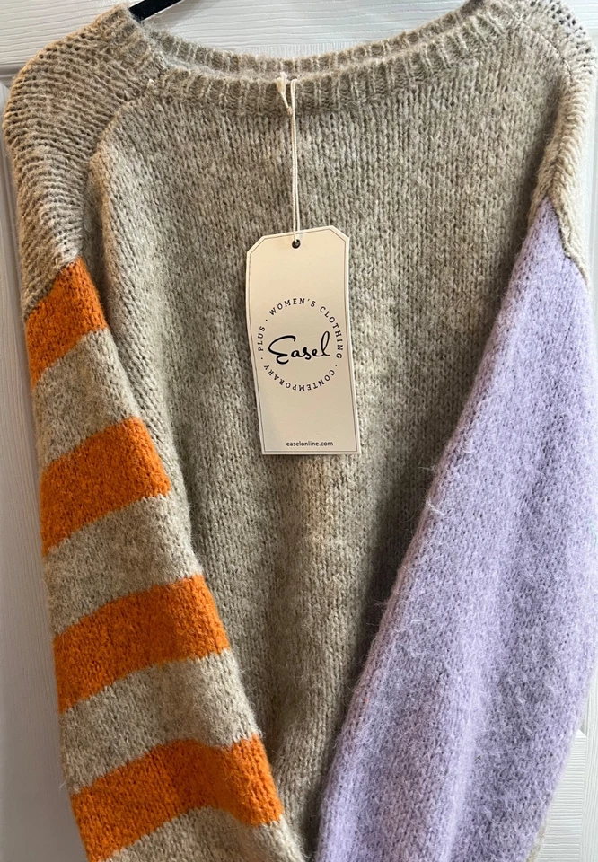 Nuevo Caballete Ropa Suéter Pullover Talla Pequeña Talla Grande Calce Rayas Acogedor Top Foto 2 de 4