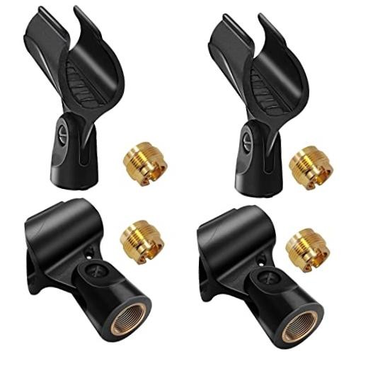 Universal Microphone Clip Holder with 5/8" Male to 3/8" Female Screw Adapter