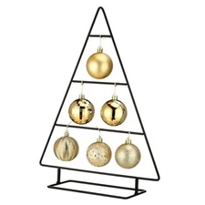Ornament Display Stand Metal Xmas Decorative Tabletop Ornament 16 Inch Black