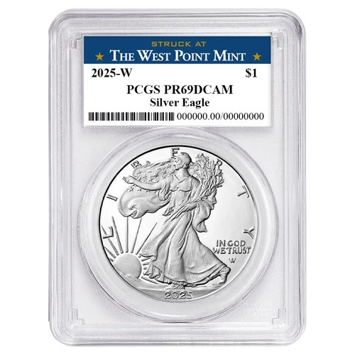 2025-W Proof $1 American Silver Eagle PCGS PR69DCAM West Point Label