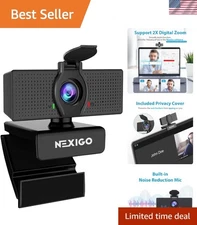 N60 1080P Webcam with Adjustable FOV & Noise-Canceling Microphone - Black