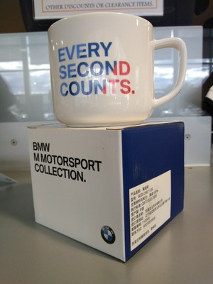 BMW M Motorsport Cup, Black and White w/Text, Porcelain, 300mL 80282461129