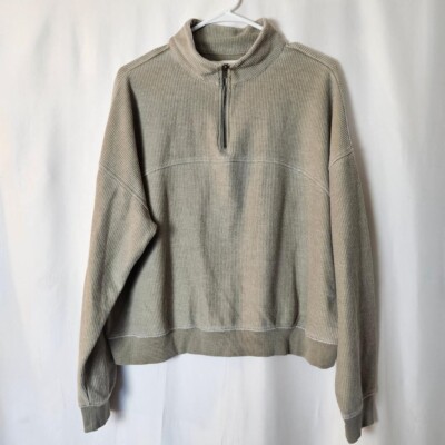 Women's Thread + Supply NWT Olive 1/4 Zip Long Sleeve Ribbed Pullover Shirt L
