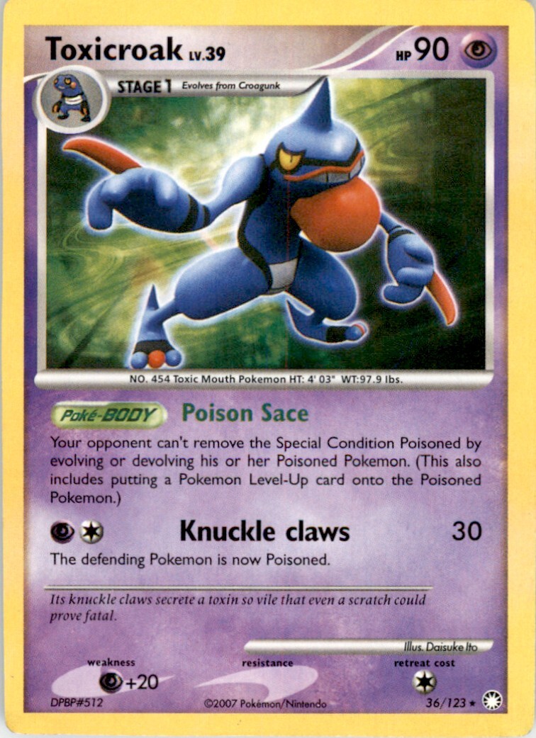 2007 Pokemon Diamond & Pearl - Mysterious Treasures #36 Toxicroak VG-EX