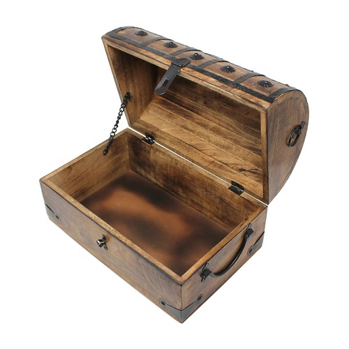 Nautical Cove Pirate Treasure Chest with Iron Lock and Skeleton Key - Wood Box - Picture 14 of 30