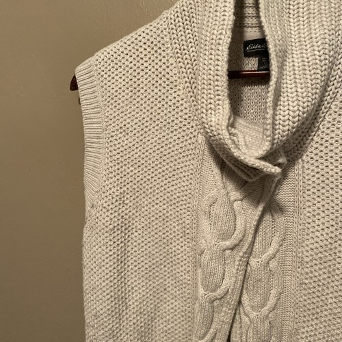 Eddie Bauer Women's Wool Blend Cream Vest Sweater Size Large Button Knit - Picture 4 of 9