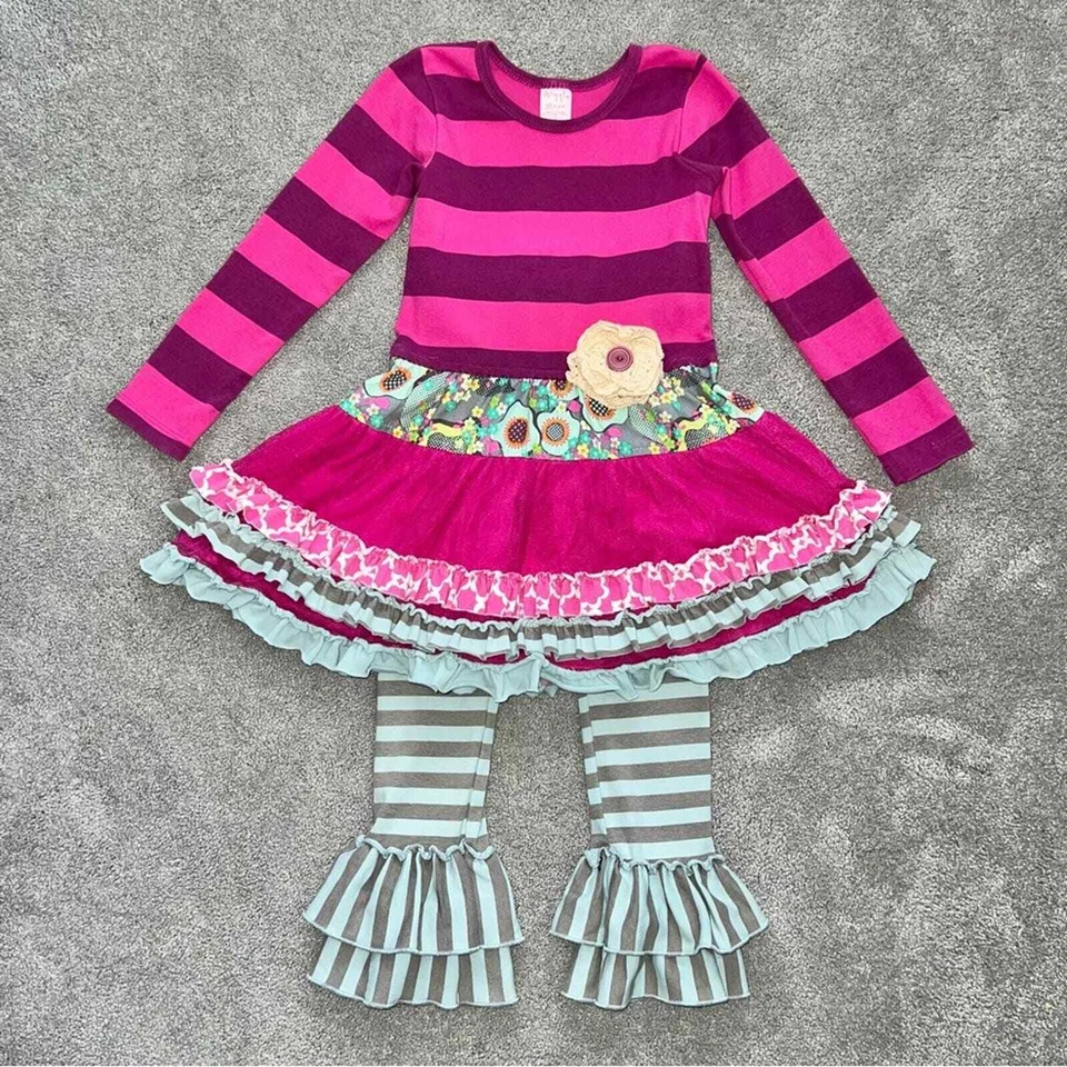 4 Giggle Moon Niñas Eternal Bliss Manga Larga Túnica Top Pantalones con Volantes a Juego Foto 3 de 4