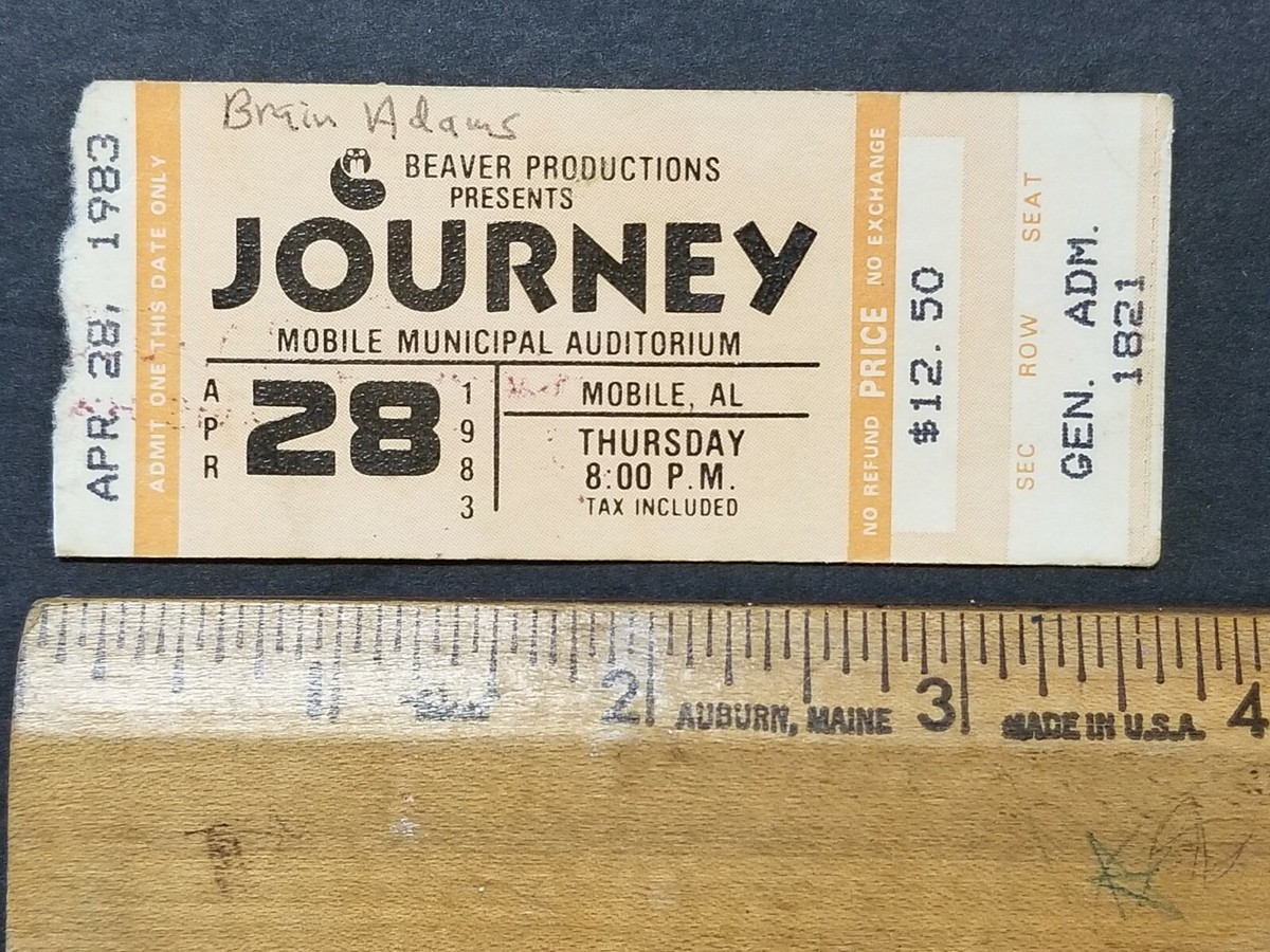 1983 APRIL 28TH JOURNEY CONCERT TICKET STUB MOBILE MUNICIPAL