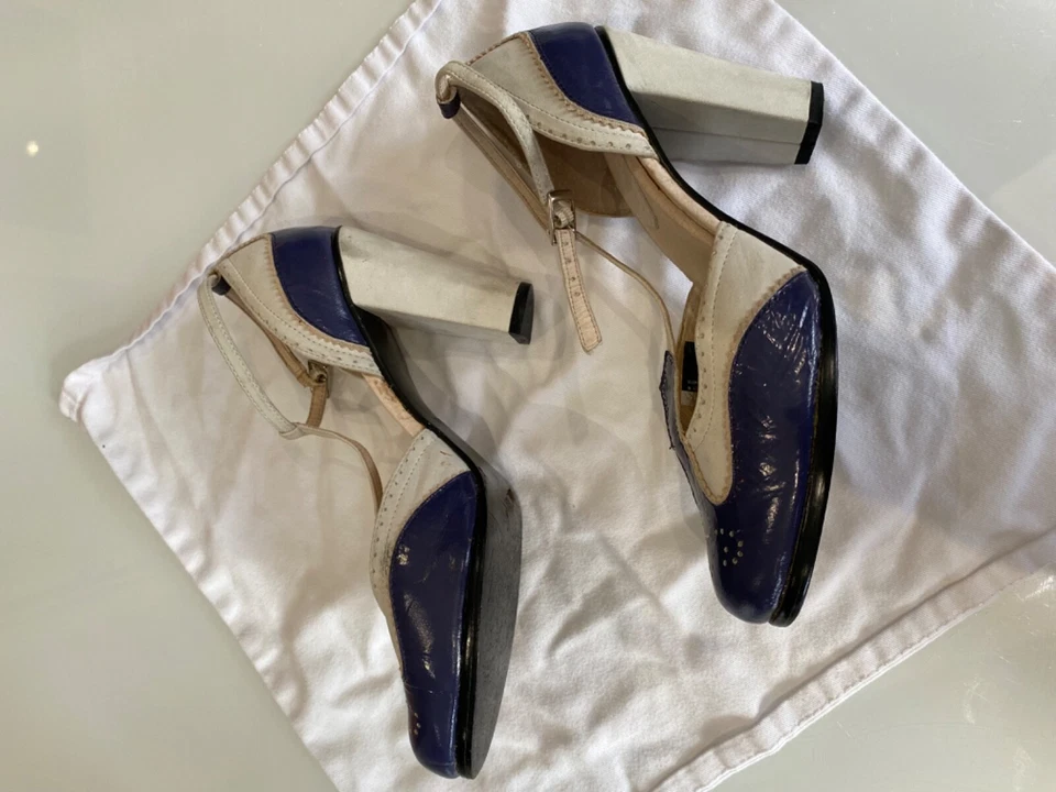 deisel suede and patent leather block heels 39 6 see description - Image 3 of 4