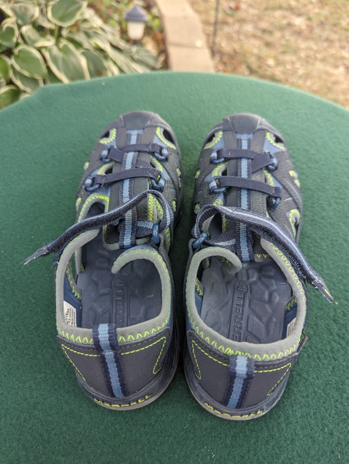Sandali impermeabili Merrell bambini ragazzi idro escursionisti verde navy pelle tessuto 4M