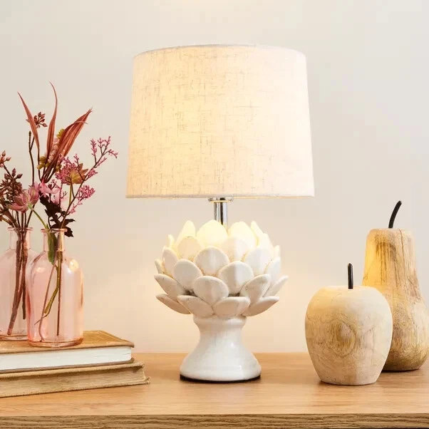 Dorma Brimstage Artichoke Linen Shade Table Lamp H 39cm x Dia. 20.5cm