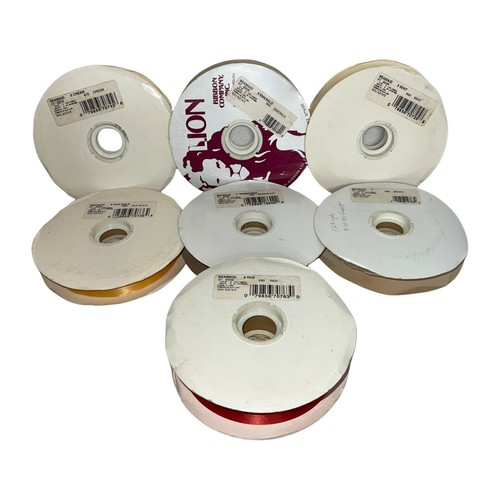 Lion Brand Vintage 7 Spools 7/8" & 1 3/8" Solid Colored Ribbon Craft Flowers - Picture 3 of 7