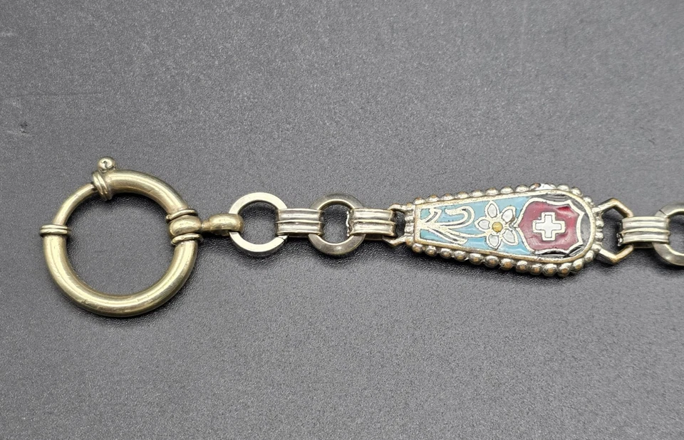 Antigua cadena de reloj de bolsillo victoriano de Jakob Bengel/Alemania alrededor de 1900 Foto 3 de 4