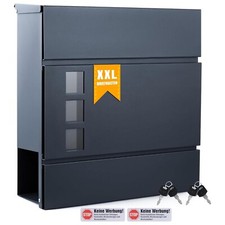 Briefkasten  Wandbriefkasten mit Zeitungsfach Postkasten abschließbar Edelstahl