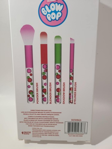 Charms BLOW POP 4 Piece Cosmetic Brush Set Powder Blender Shadow Eyeliner NEW - Picture 2 of 2