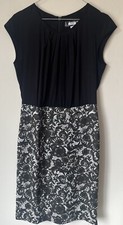 Next Size 10 Black Lace Print Dress Evening Party Cruise Holiday Pencil Straight