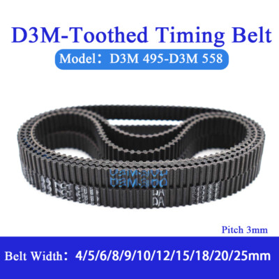 Width 4-25mm D3M-Double Sided Toothed Rubber Timing Belt Pitch 3mm 3M 495-3M 558