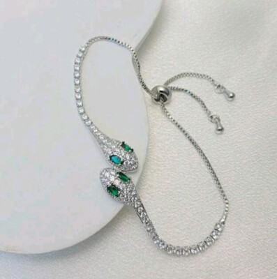 Harry Potter Fan   Armband Kette Silber/Grün Schlange Slytherin Style NEU 