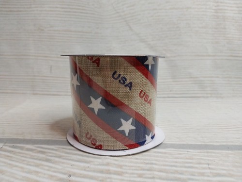 New American Flag 2.5"x3 YD Ribbon Bows Wreath Crafts Stars Stripes USA America - Picture 2 of 14