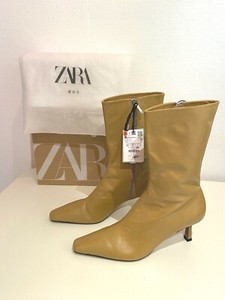 Zara botines botas beige claro tacón alto EUR 41 EE. UU. 10 Reino Unido 8  NP 89,99 £ | eBay