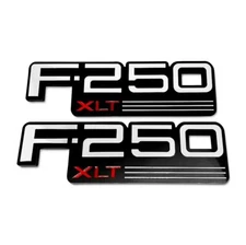 2Pc Side Fender Emblems Badges Nameplates Stickers For 92-97 F 250 XLT Chrome