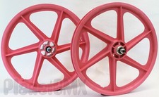 Skyway Bmx 20 Six Spoke Tuff Wheels Pink Retro Wheelset Sealed Bearings New