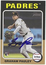 GRAHAM PAULEY SIGNED 2024 TOPPS HERITAGE RC BASEBALL CARD SAN DIEGO PADRES #666
