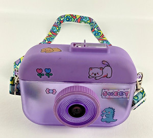 Kawaii Water Bottle Camera Portable Carry Along Adjustable Strap Purple Novelty