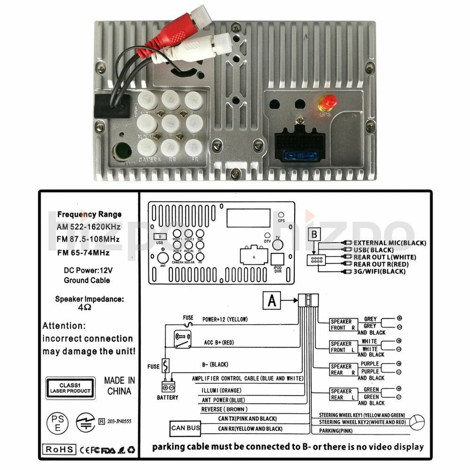 Radio doble 2Din estéreo para automóvil de 6,2" con reproductor de DVD navegación GPS Bluetooth + CAM E Foto 4 de 4
