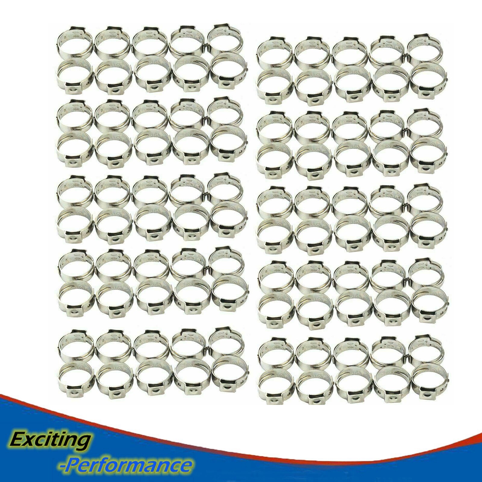 100 Pieces Stainless Steel 1/2" PEX Ear Clamp Cinch Rings Crimp Pinch Fitting