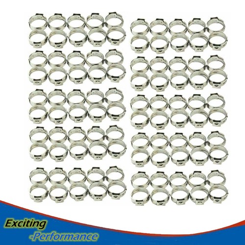 100 Pieces Stainless Steel 1/2" PEX Ear Clamp Cinch Rings Crimp Pinch Fitting