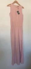 C.o.z.y Maxi Dress Sz M Pink Summer Sleeveless Pockets