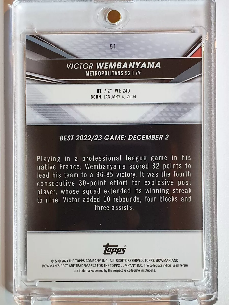2023 Bowman University Victor Wembanyama Rookie 51 RC Ready to
