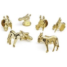 Democrat Donkey Cufflink and Stud Set Silver Finish