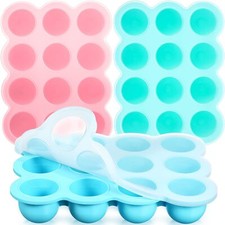 3 Pack Baby Food Storage Container 12 Cup Silicone Baby Food Freezer Tray w/ Lid