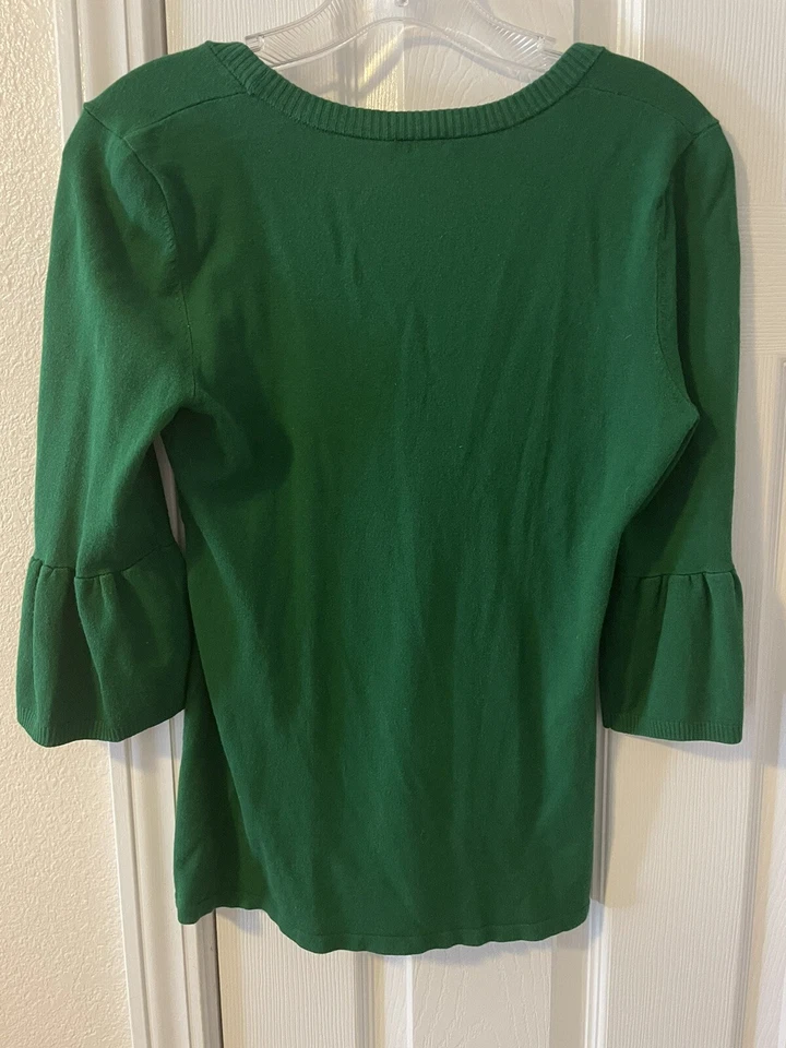 Suéter Ann Taylor Loft Empire Babydoll Cintura 3/4 Manga Peplum Mujeres XS Vacaciones Foto 2 de 4