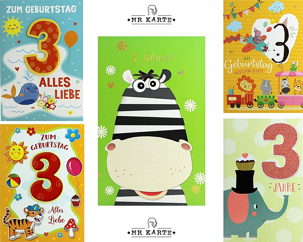 Geburtstagskarte Für Jungen Zum 3. Geburtstag – Mit Piraten, Papagei & Glitzer | Lustig & Personalisiert