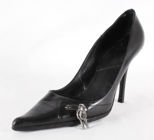 DIOR Black Leather Logo Padlock & Keys Pointed-Toe High Heels Pumps 36.5 - Picture 1 of 18